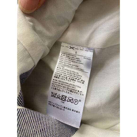 Banana Republic Women's Linen Blend Striped Blue White Nautical Blazer Jacket - Picture 9 of 10